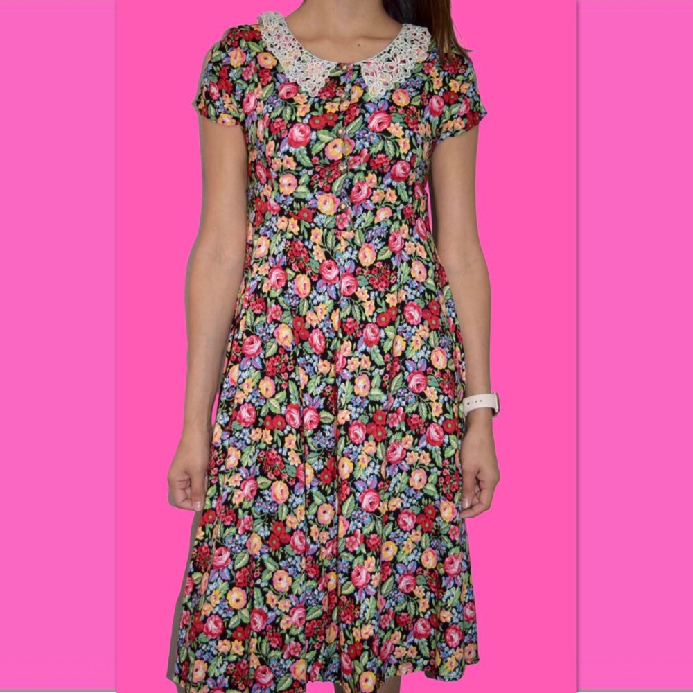 80’s floral midi dress